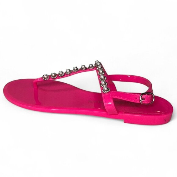 Stuart Weitzman Goldie Pearl Crystal Jelly Thong Sandal - Pink Sz US 8, EU 38.5 - Picture 7 of 15